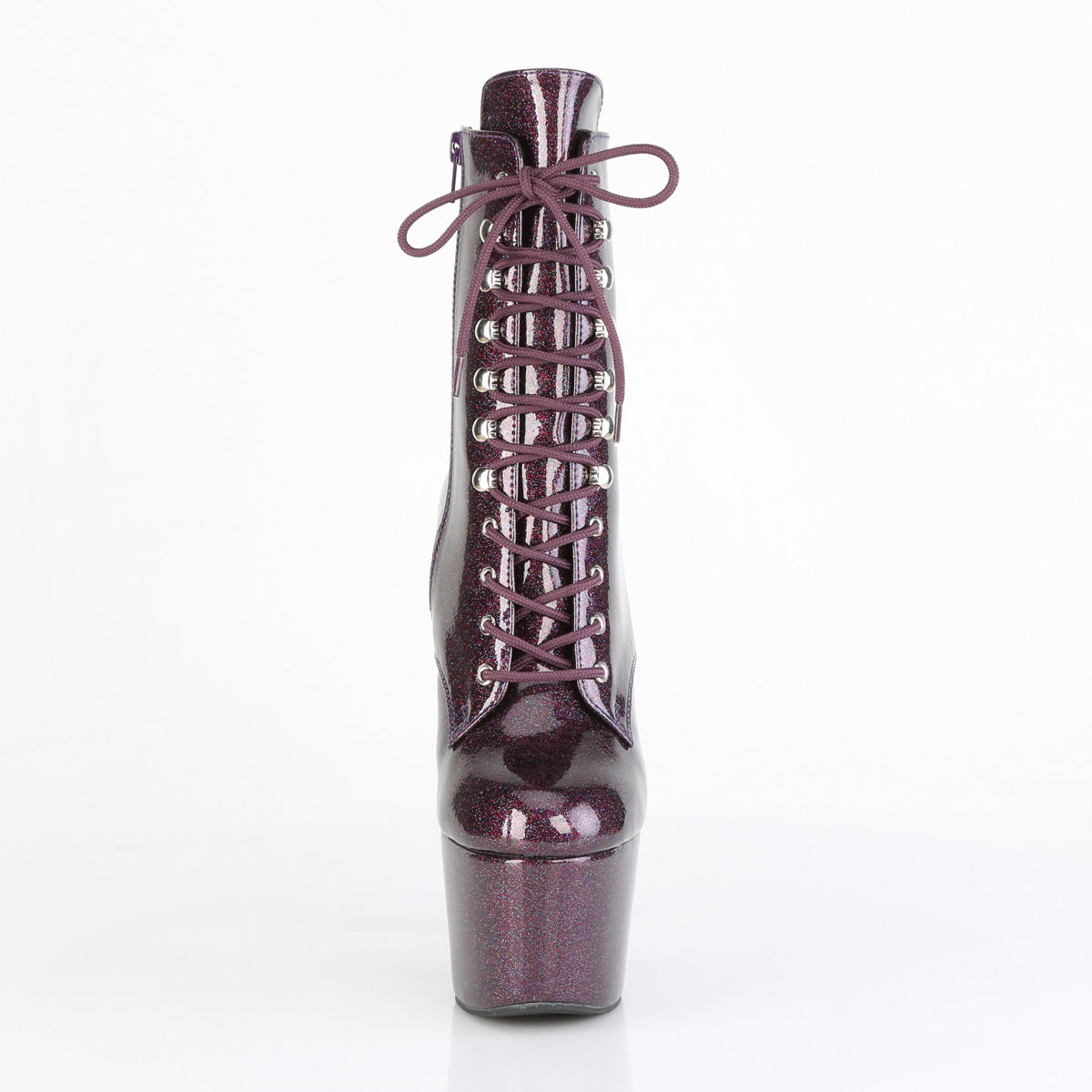 ADORE-1020GP 7" Heel, 2 3/4" PF Lace-Up Front Ankle Boot, Side Zip