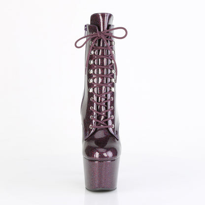 ADORE-1020GP 7" Heel, 2 3/4" PF Lace-Up Front Ankle Boot, Side Zip