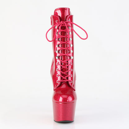 ADORE-1020GP 7" Heel, 2 3/4" PF Lace-Up Front Ankle Boot, Side Zip