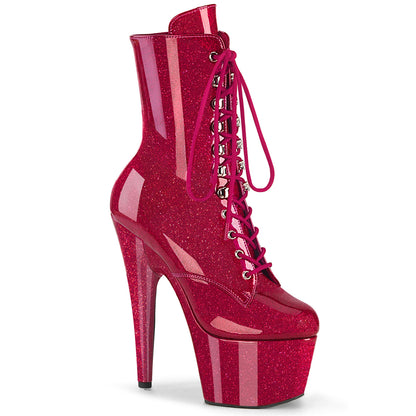 ADORE-1020GP 7" Heel, 2 3/4" PF Lace-Up Front Ankle Boot, Side Zip