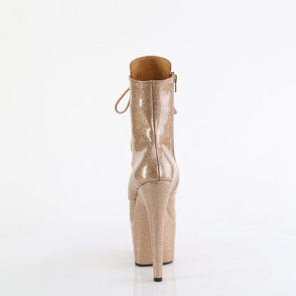 ADORE-1020GP 7" Heel, 2 3/4" PF Lace-Up Front Ankle Boot, Side Zip