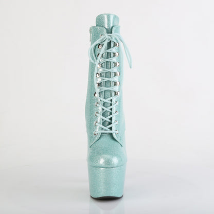 ADORE-1020GP 7" Heel, 2 3/4" PF Lace-Up Front Ankle Boot, Side Zip