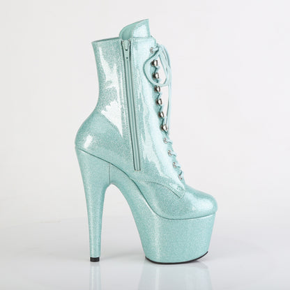 ADORE-1020GP 7" Heel, 2 3/4" PF Lace-Up Front Ankle Boot, Side Zip