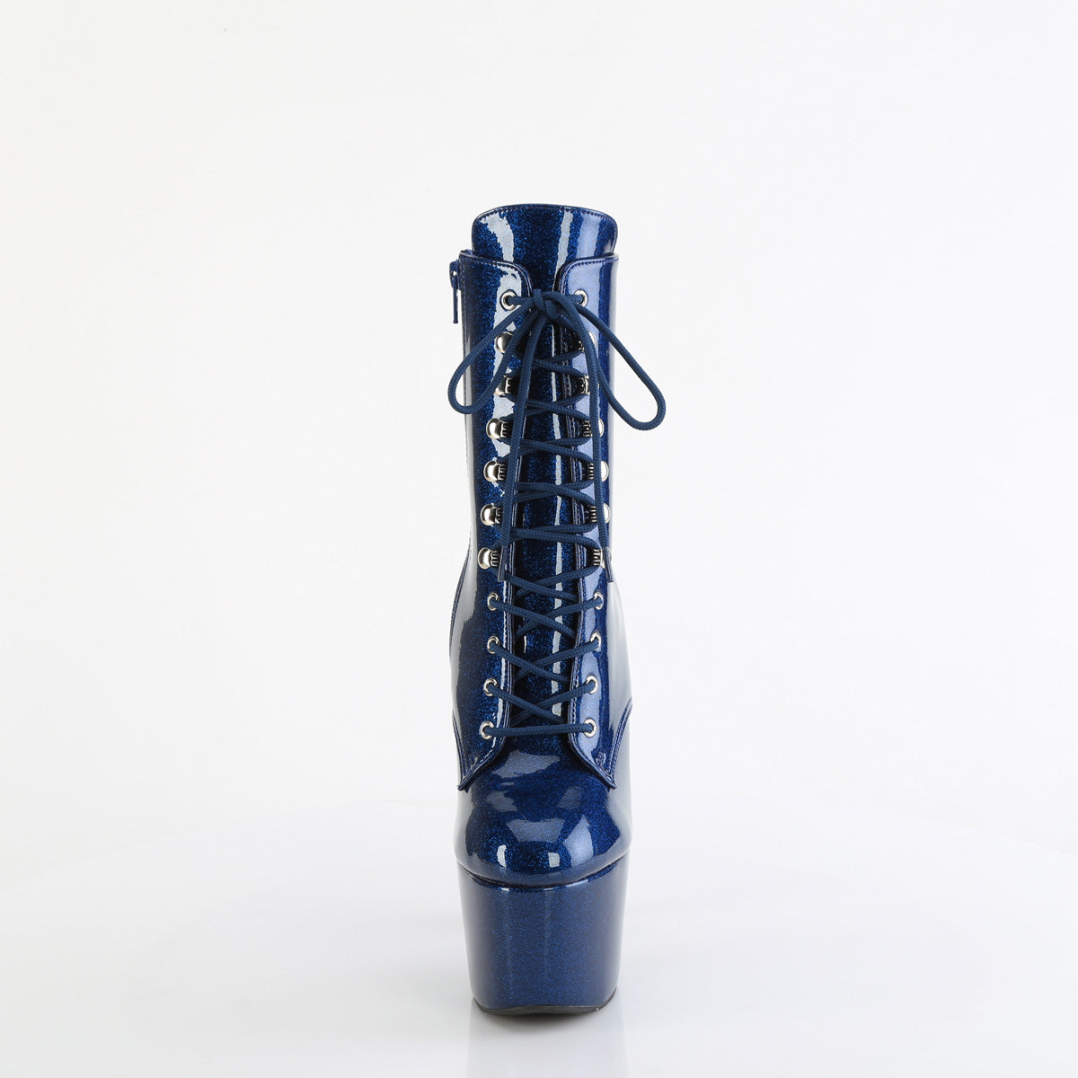 ADORE-1020GP 7" Heel, 2 3/4" PF Lace-Up Front Ankle Boot, Side Zip