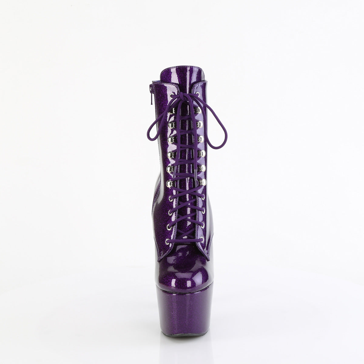 ADORE-1020GP 7" Heel, 2 3/4" PF Lace-Up Front Ankle Boot, Side Zip