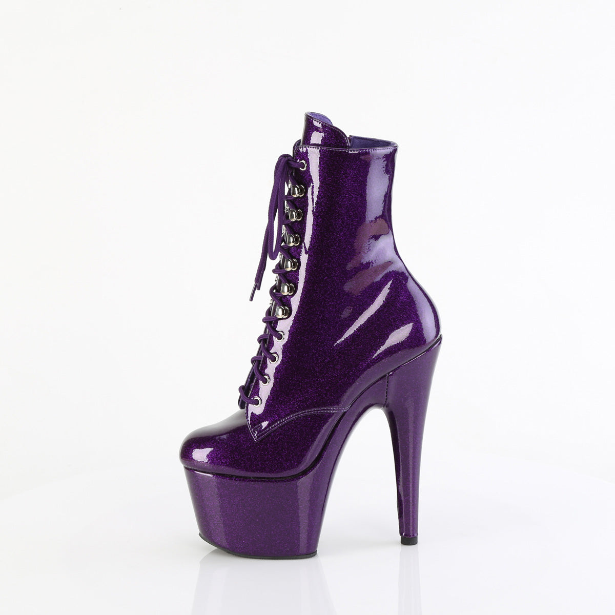 ADORE-1020GP 7" Heel, 2 3/4" PF Lace-Up Front Ankle Boot, Side Zip