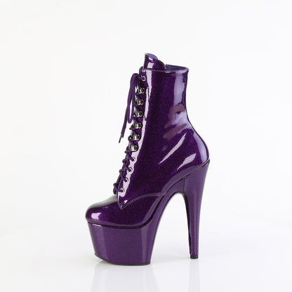 ADORE-1020GP 7" Heel, 2 3/4" PF Lace-Up Front Ankle Boot, Side Zip