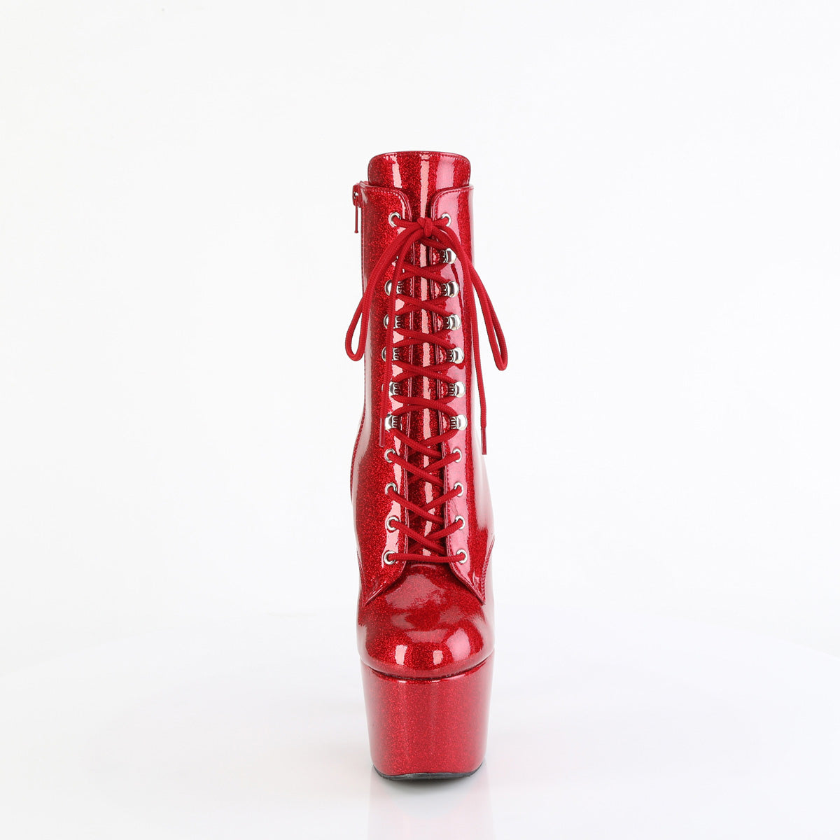 ADORE-1020GP *7" Heel, 2 3/4" PF Lace-Up Front Ankle Boot, Side Zip