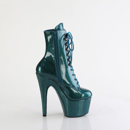 ADORE-1020GP 7" Heel, 2 3/4" PF Lace-Up Front Ankle Boot, Side Zip