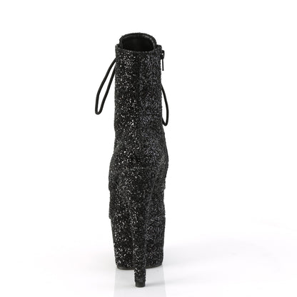 ADORE-1020GWR *7" Heel, 2 3/4" PF Lace-Up Glitter Ankle Boot, Side Zip