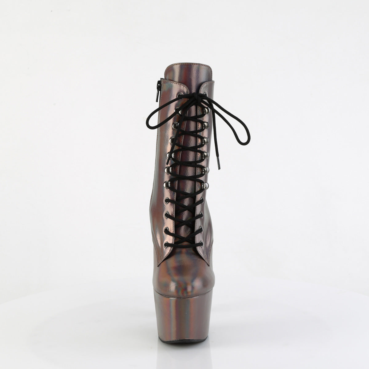 ADORE-1020HG *7" Heel, 2 3/4" PF Lace-Up Front Ankle Boot, Side Zip