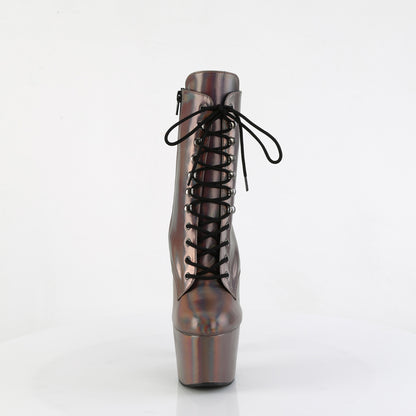 ADORE-1020HG *7" Heel, 2 3/4" PF Lace-Up Front Ankle Boot, Side Zip
