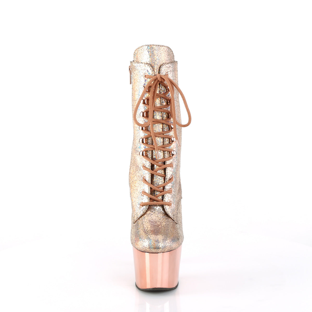 ADORE-1020HM *7" Heel, 2 3/4" PF Lace-Up Front Ankle Boot, Side ZIp