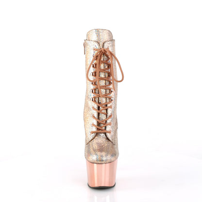 ADORE-1020HM *7" Heel, 2 3/4" PF Lace-Up Front Ankle Boot, Side ZIp