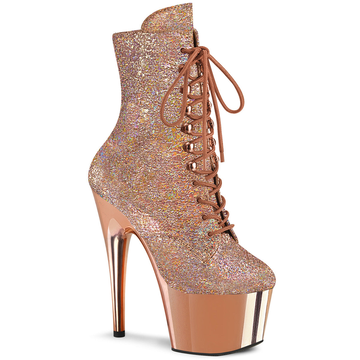 ADORE-1020HM *7" Heel, 2 3/4" PF Lace-Up Front Ankle Boot, Side ZIp