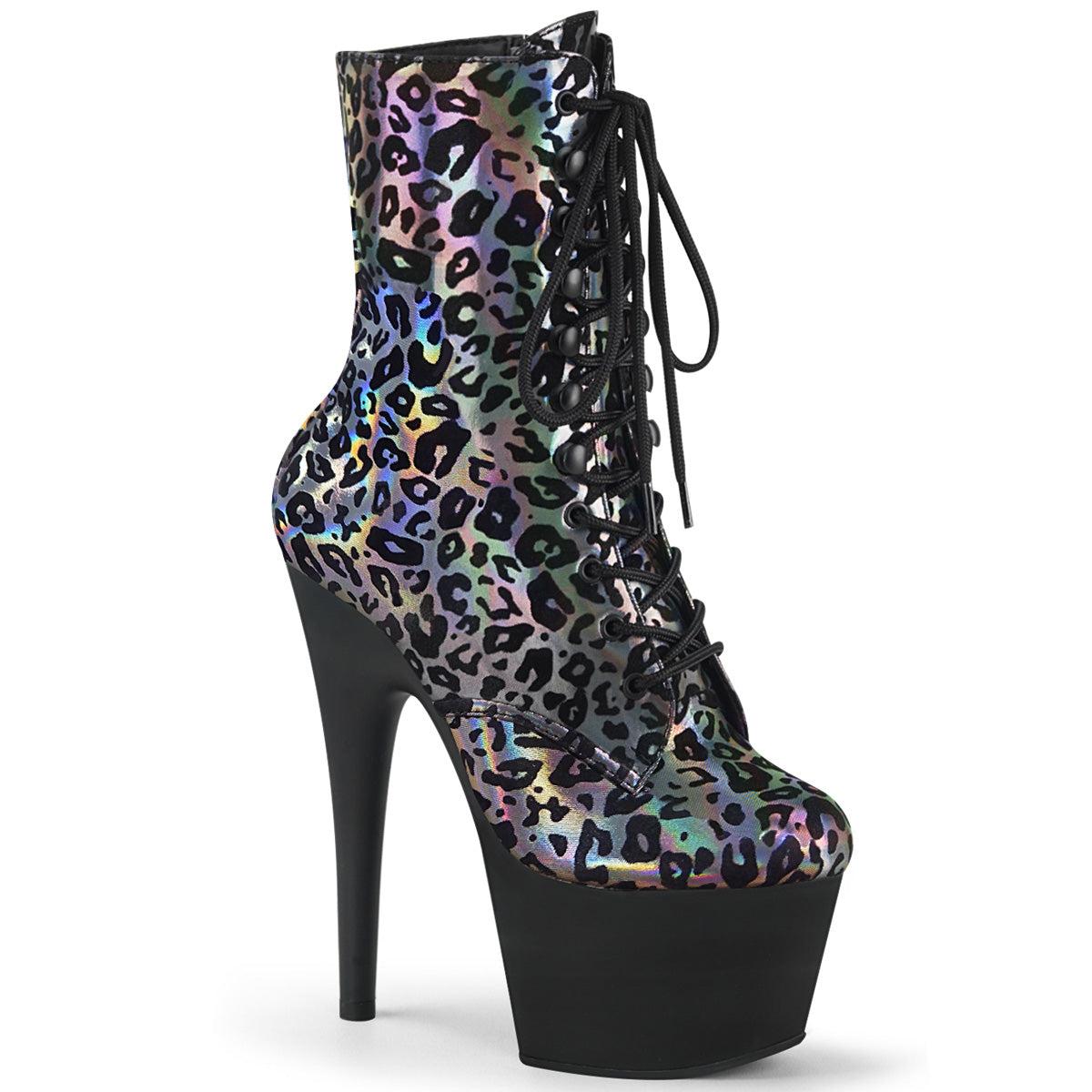 ADORE-1020LP *7" Heel, 2 3/4" PF Lace-Up Front Ankle Boot, Side Zip