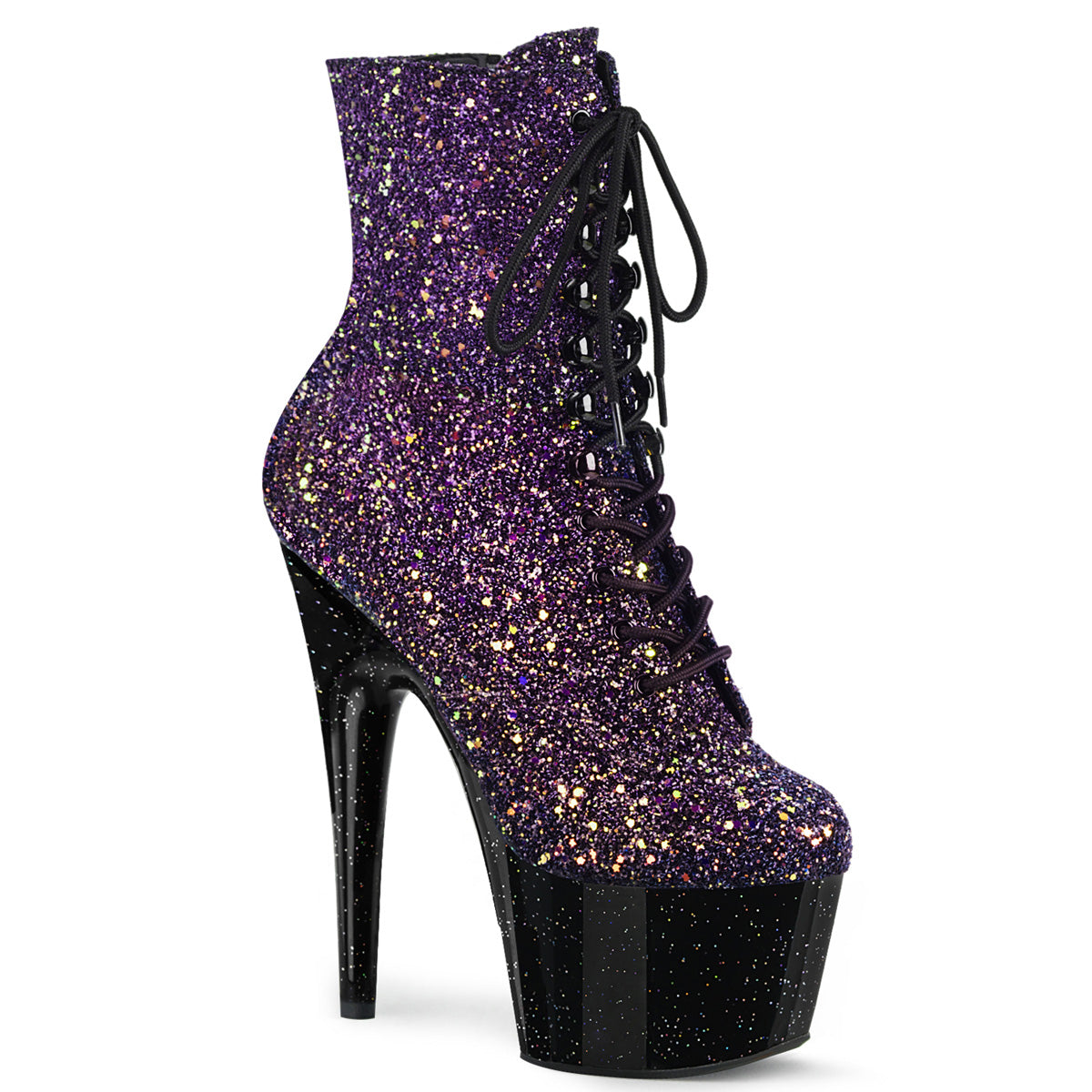 ADORE-1020OMBG *7" Heel, 2 3/4" PF Lace-Up Front Ankle Boot, Side Zip