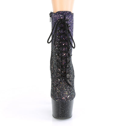ADORE-1020OMBG *7" Heel, 2 3/4" PF Lace-Up Front Ankle Boot, Side Zip