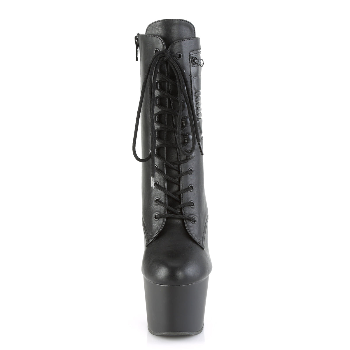 ADORE-1020PK 7" Heel, 2 3/4" PF Lace-Up Front Ankle Boot, Side Zip