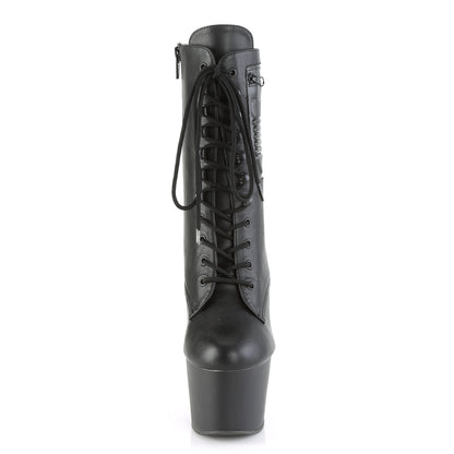 ADORE-1020PK 7" Heel, 2 3/4" PF Lace-Up Front Ankle Boot, Side Zip