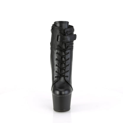 ADORE-1020POUCH *7" Heel, 2 3/4" PF Lace-Up Front Ankle Boot, Side Zip