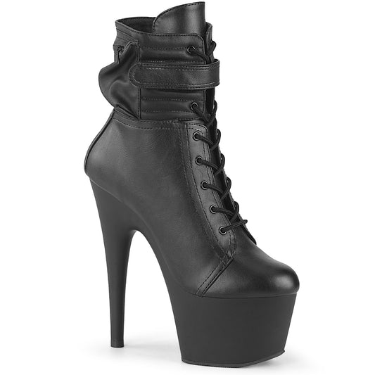 ADORE-1020POUCH *7" Heel, 2 3/4" PF Lace-Up Front Ankle Boot, Side Zip