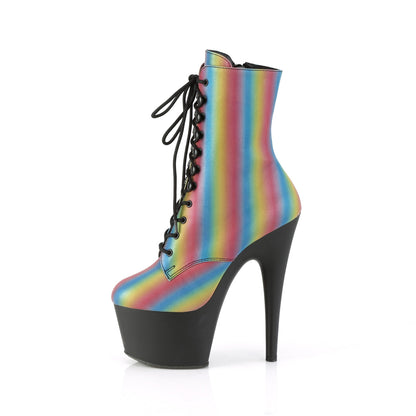 ADORE-1020REFL-02 *7" Heel, 2 3/4" PF Lace-Up Front Ankle Boot, Side Zip