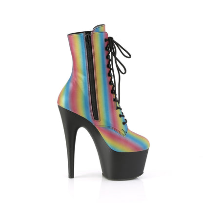ADORE-1020REFL-02 *7" Heel, 2 3/4" PF Lace-Up Front Ankle Boot, Side Zip
