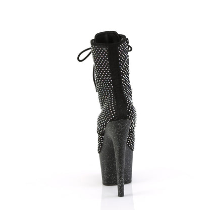 ADORE-1020RM 7" Heel, 2 3/4" PF Lace-Up RS Mesh Ankle Boot, Side Zip