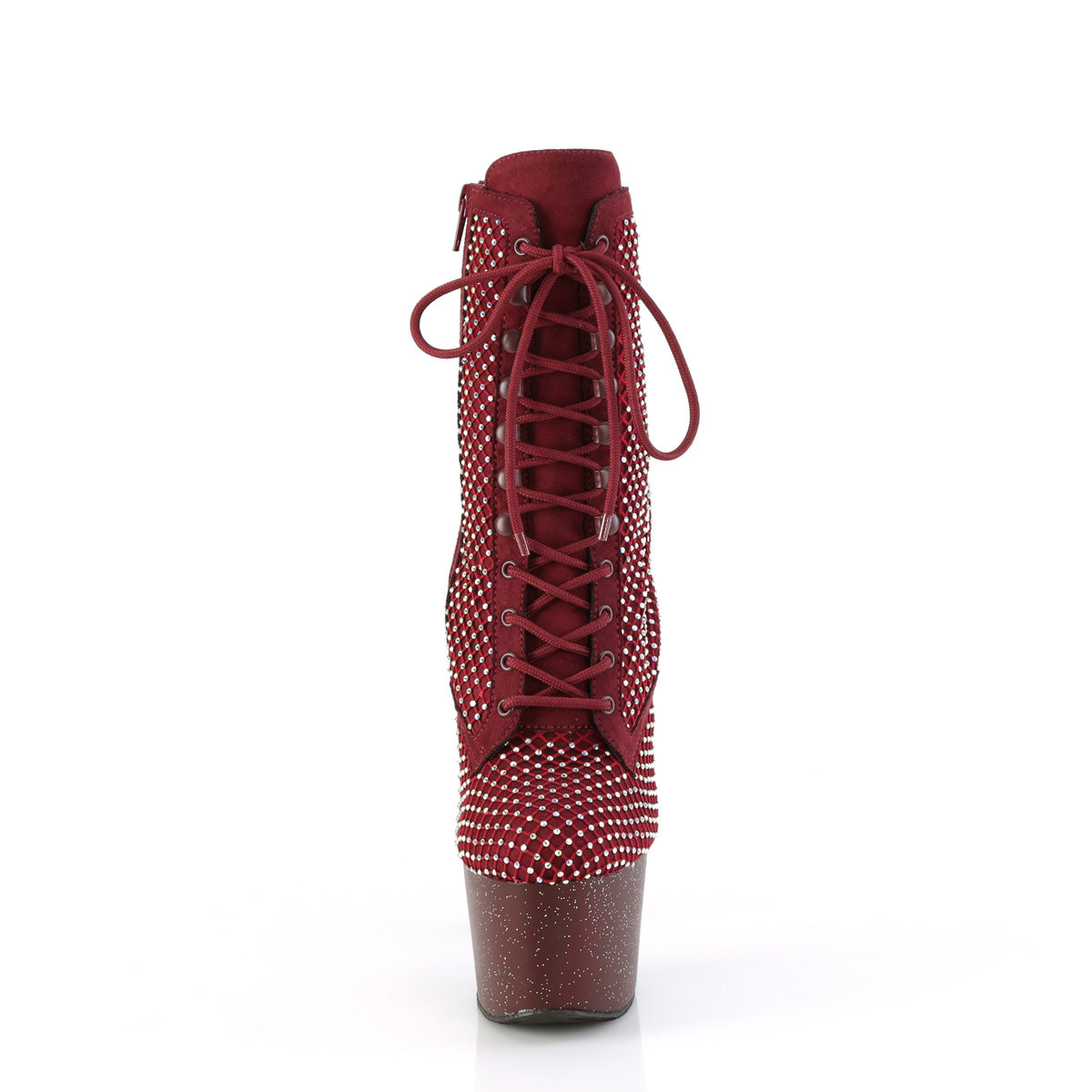 ADORE-1020RM 7" Heel, 2 3/4" PF Lace-Up RS Mesh Ankle Boot, Side Zip
