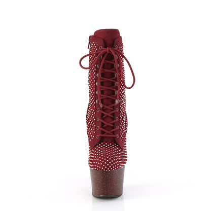ADORE-1020RM 7" Heel, 2 3/4" PF Lace-Up RS Mesh Ankle Boot, Side Zip