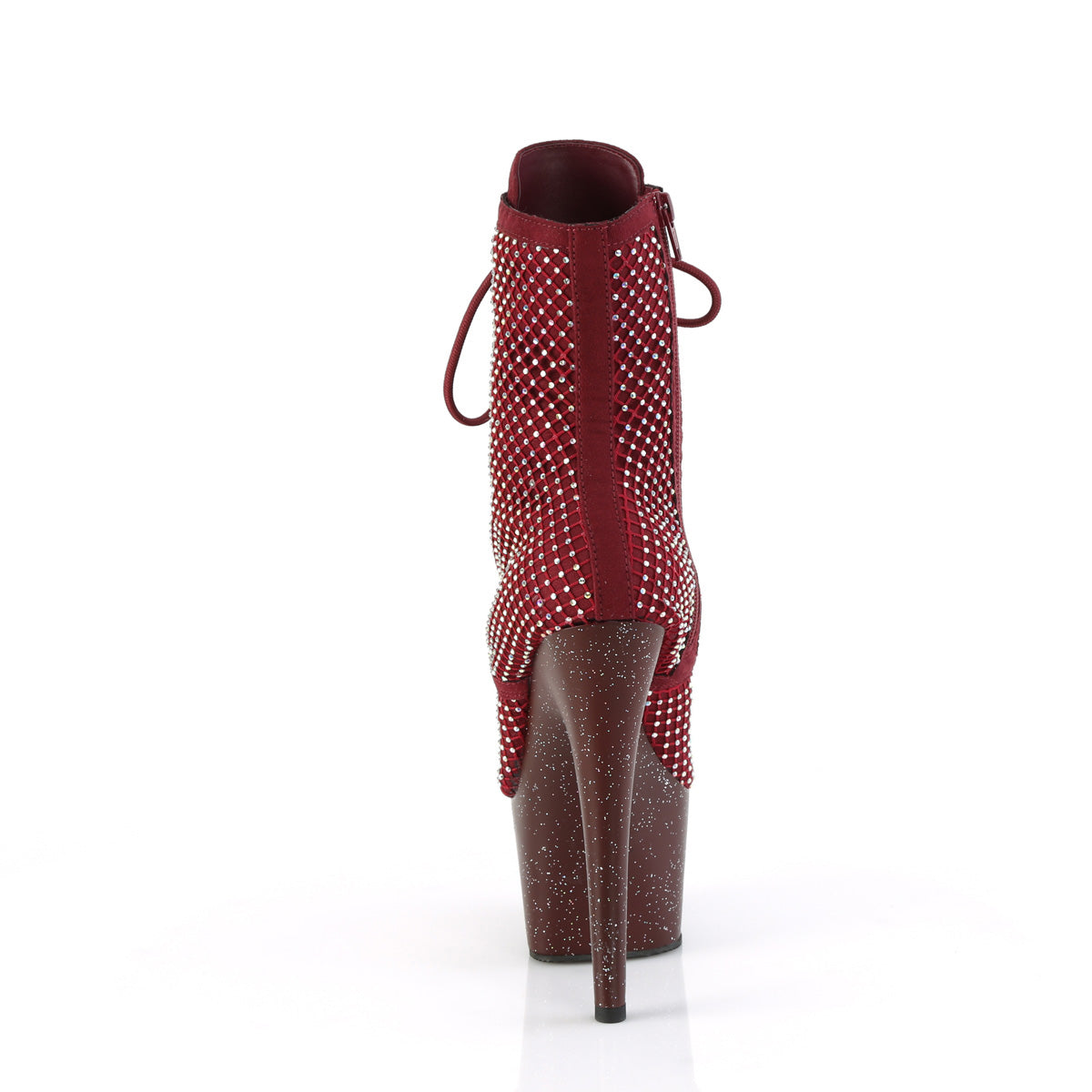 ADORE-1020RM *7" Heel, 2 3/4" PF Lace-Up RS Mesh Ankle Boot, Side Zip