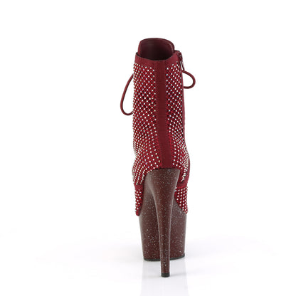 ADORE-1020RM *7" Heel, 2 3/4" PF Lace-Up RS Mesh Ankle Boot, Side Zip