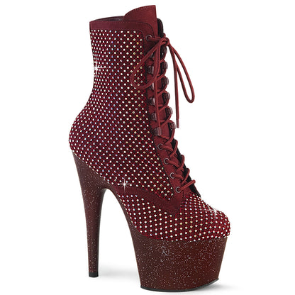 ADORE-1020RM 7" Heel, 2 3/4" PF Lace-Up RS Mesh Ankle Boot, Side Zip