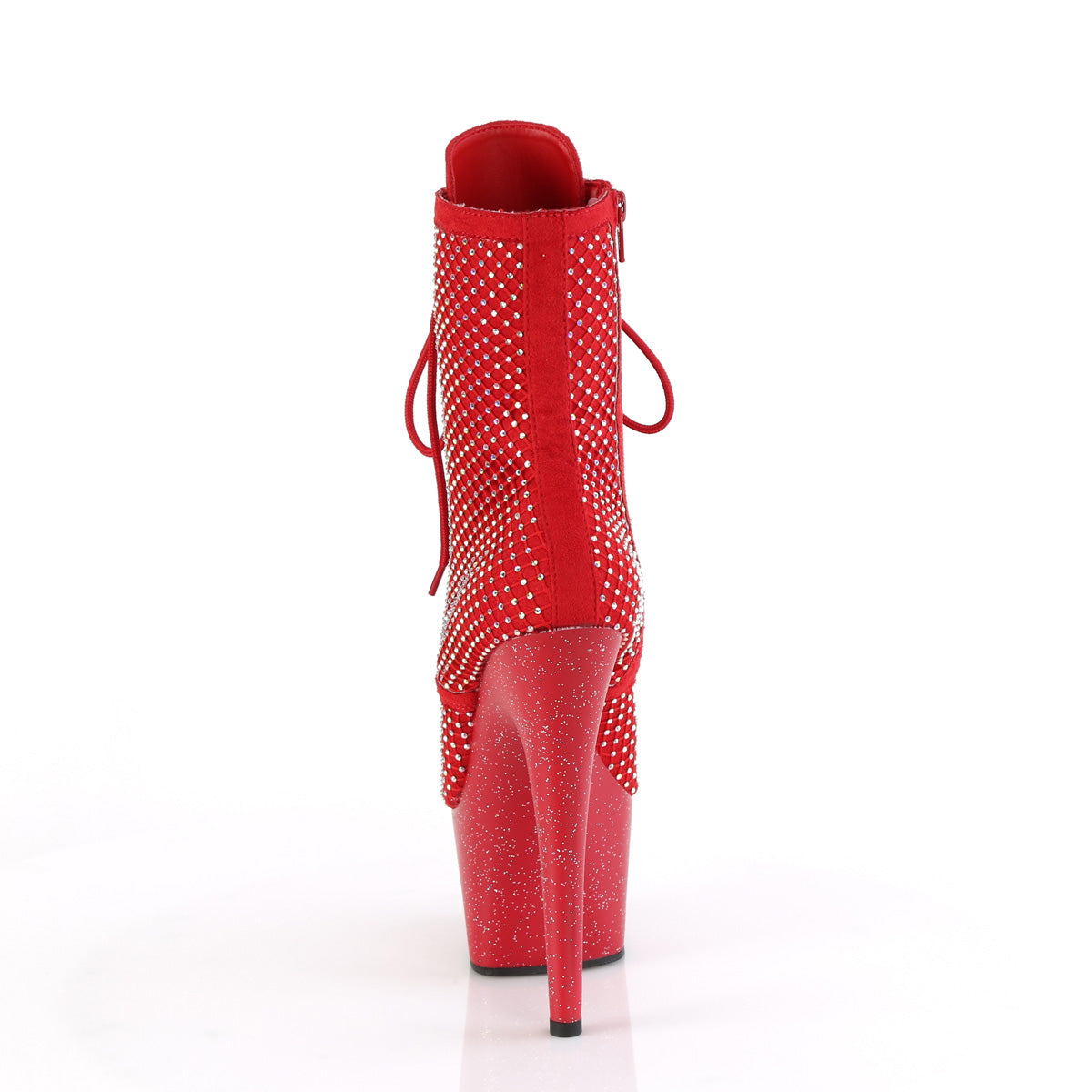 ADORE-1020RM *7" Heel, 2 3/4" PF Lace-Up RS Mesh Ankle Boot, Side Zip
