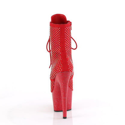 ADORE-1020RM *7" Heel, 2 3/4" PF Lace-Up RS Mesh Ankle Boot, Side Zip