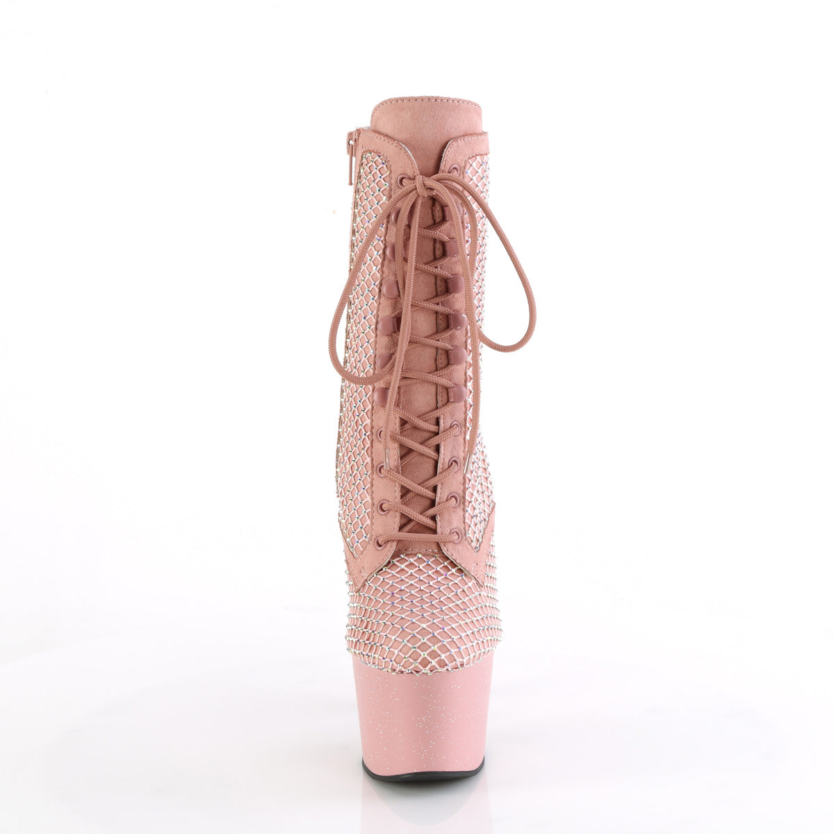 ADORE-1020RM *7" Heel, 2 3/4" PF Lace-Up RS Mesh Ankle Boot, Side Zip
