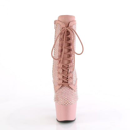 ADORE-1020RM *7" Heel, 2 3/4" PF Lace-Up RS Mesh Ankle Boot, Side Zip