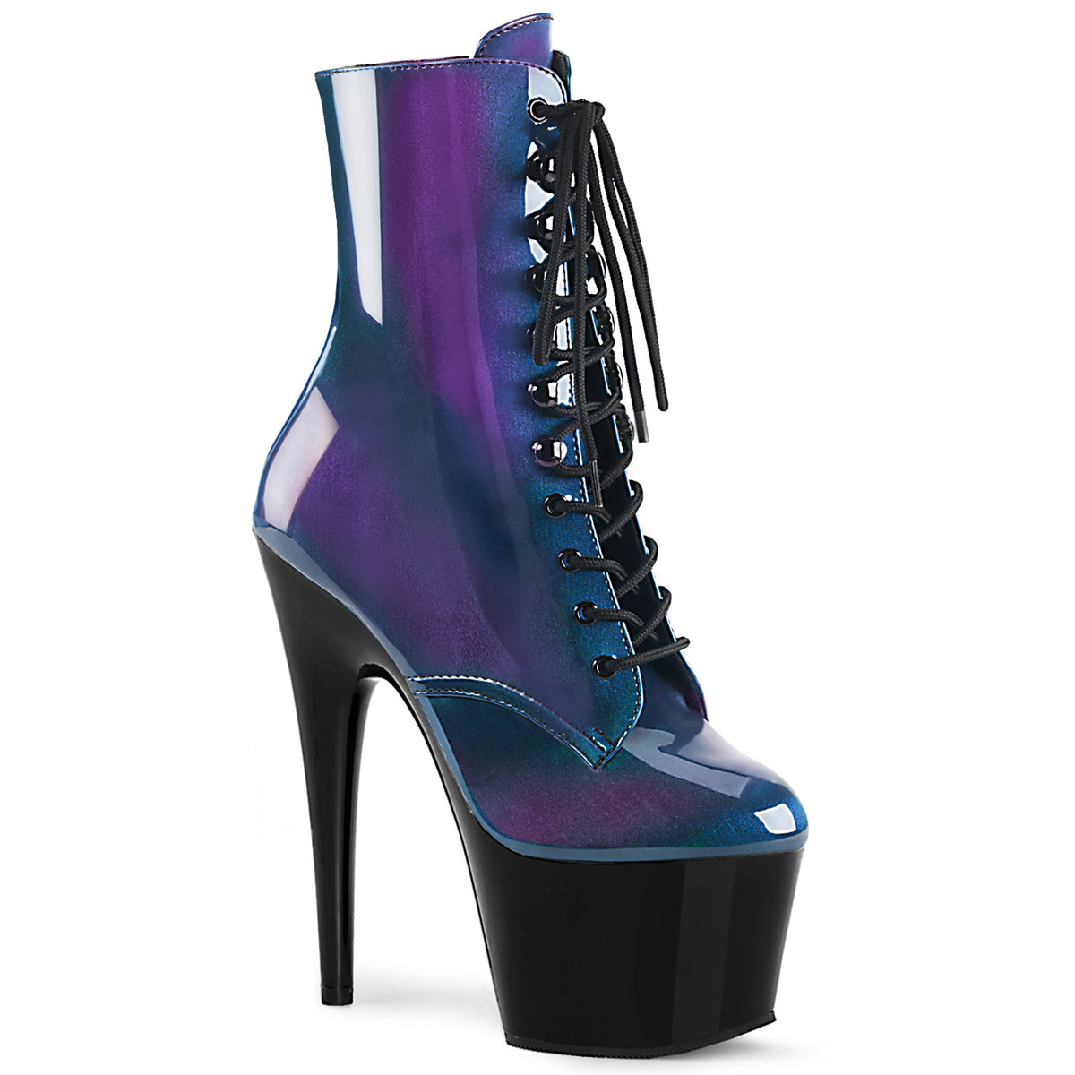 ADORE-1020SHG 7" Heel, 2 3/4" PF Lace-Up Ankle Boot, Side Zip