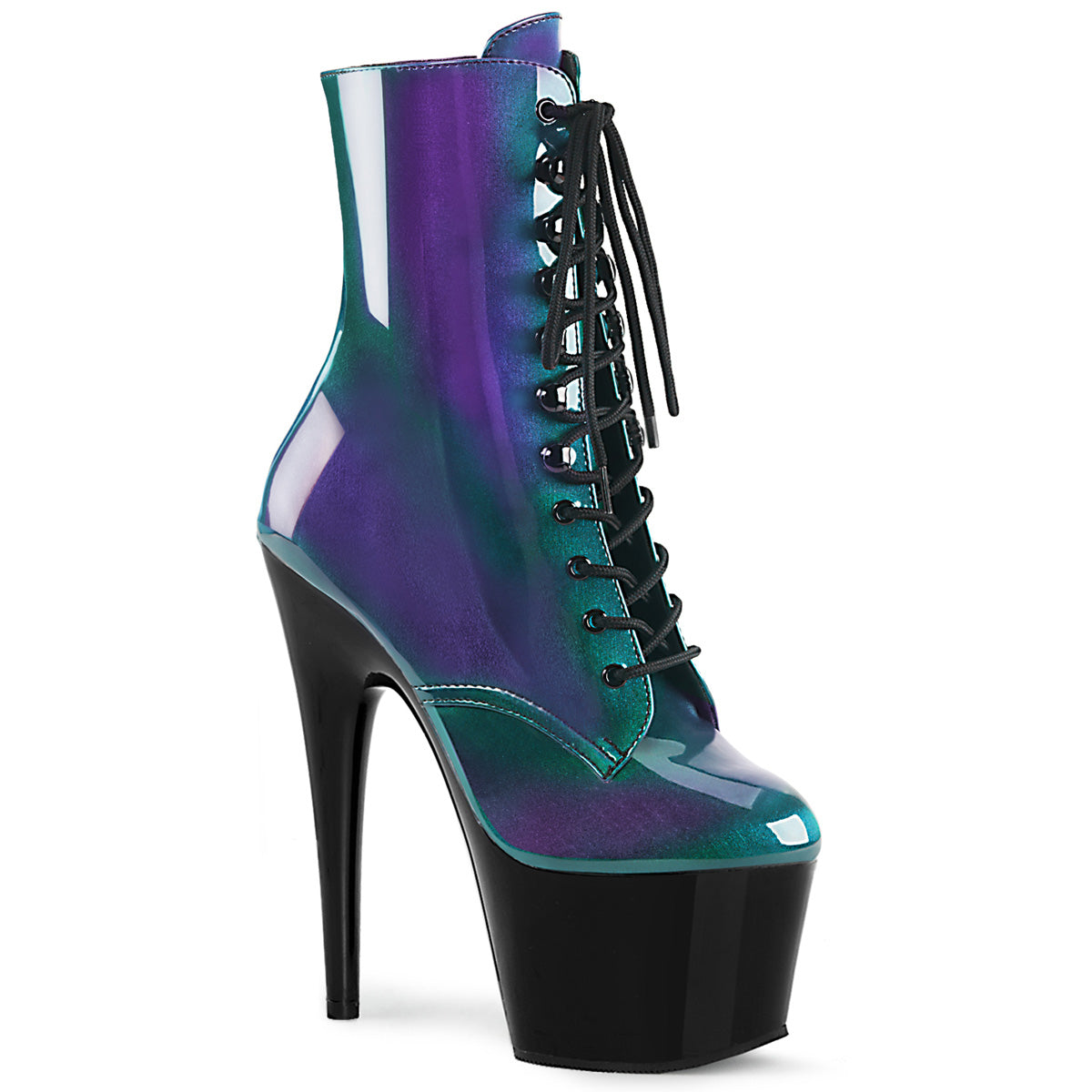 ADORE-1020SHG 7" Heel, 2 3/4" PF Lace-Up Ankle Boot, Side Zip