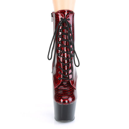 ADORE-1020SP *7" Heel, 2 3/4" PF Lace-Up Front Ankle Boot, Side Zip