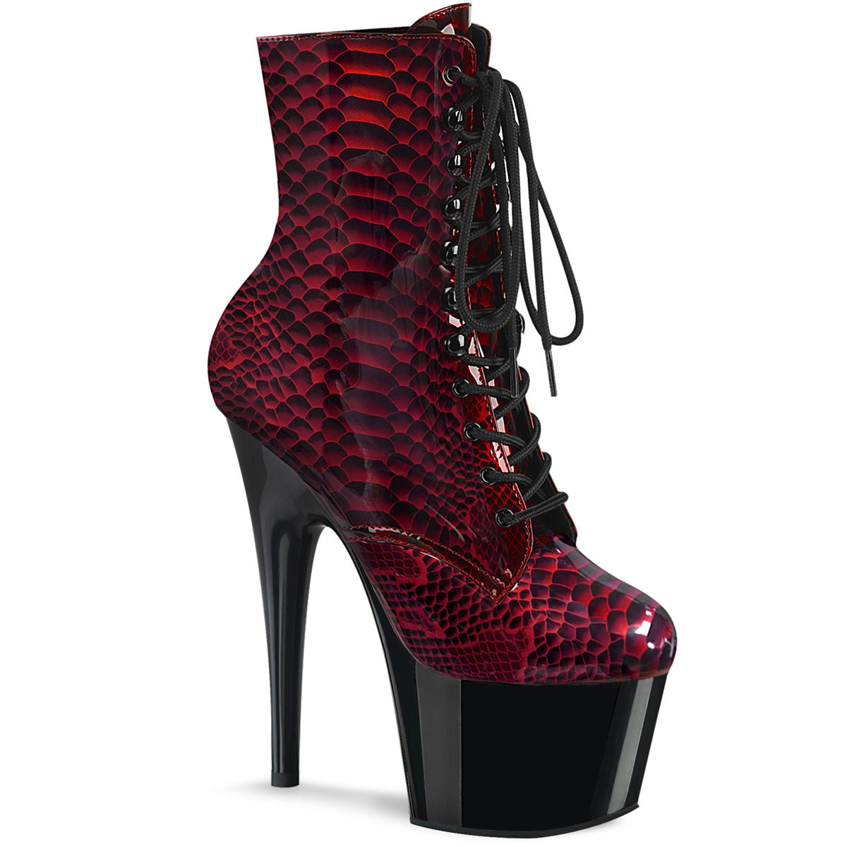 ADORE-1020SP *7" Heel, 2 3/4" PF Lace-Up Front Ankle Boot, Side Zip
