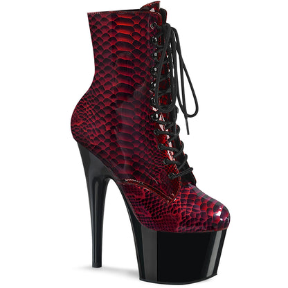 ADORE-1020SP *7" Heel, 2 3/4" PF Lace-Up Front Ankle Boot, Side Zip