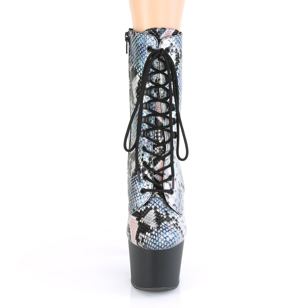 ADORE-1020SP *7" Heel, 2 3/4" PF Lace-Up Front Ankle Boot, Side Zip