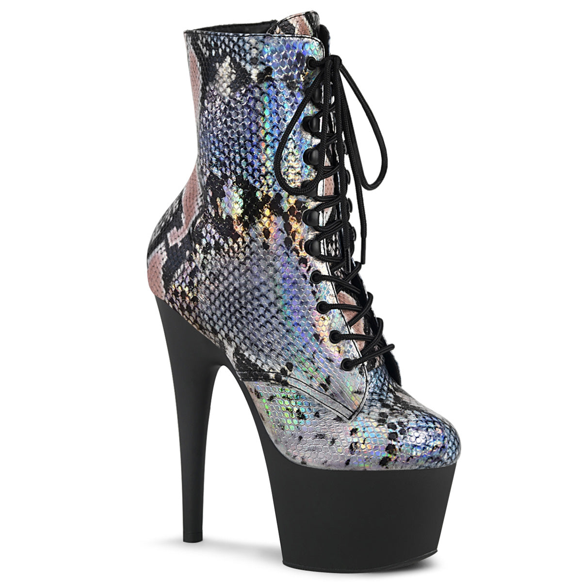 ADORE-1020SP *7" Heel, 2 3/4" PF Lace-Up Front Ankle Boot, Side Zip