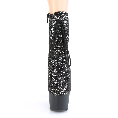 ADORE-1020SPLAT *7" Heel, 2 3/4" PF Lace-Up Front Ankle Boot, Side Zip