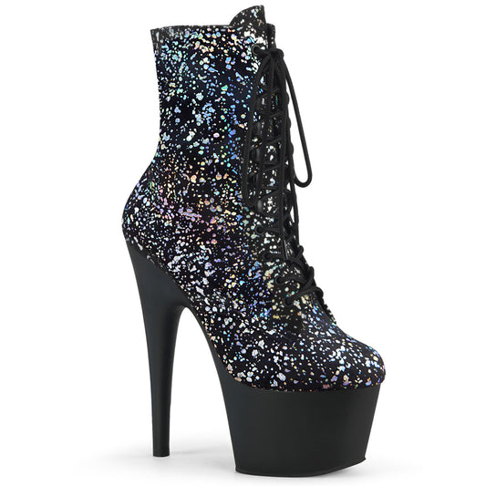 ADORE-1020SPLAT *7" Heel, 2 3/4" PF Lace-Up Front Ankle Boot, Side Zip