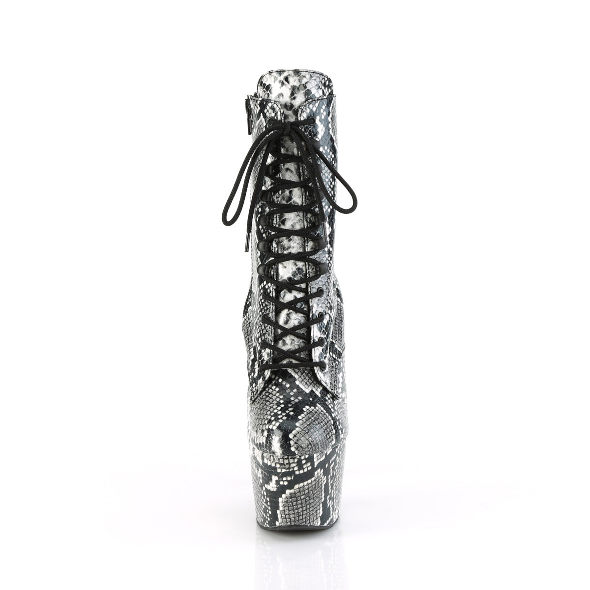 ADORE-1020SPWR *7" Heel, 2 3/4" PF Lace-Up Mid Calf Boot, Side Zip