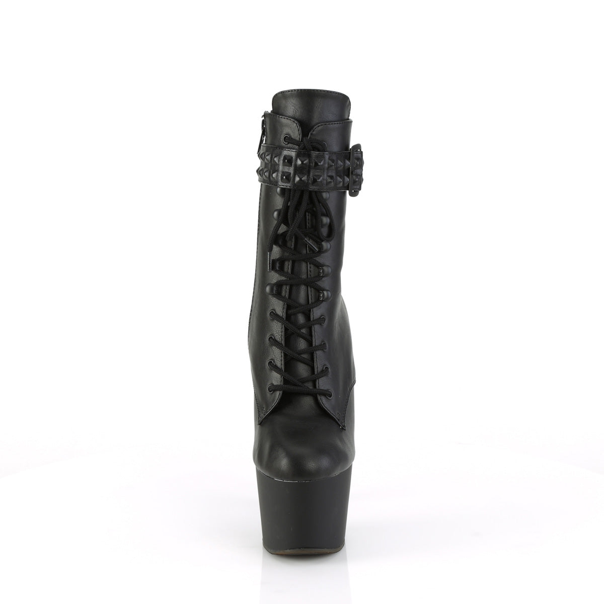 ADORE-1020STR 7" Heel, 2 3/4" PF Lace-Up Front Ankle Boot, Side Zip