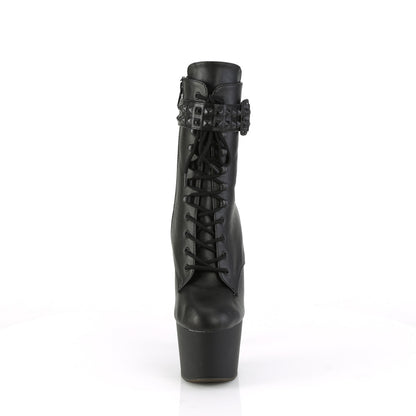 ADORE-1020STR 7" Heel, 2 3/4" PF Lace-Up Front Ankle Boot, Side Zip